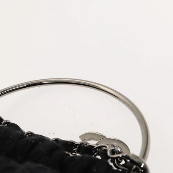 CHANEL Hand Bag Tweed Black Silver CC Auth - Picture 8 of 15